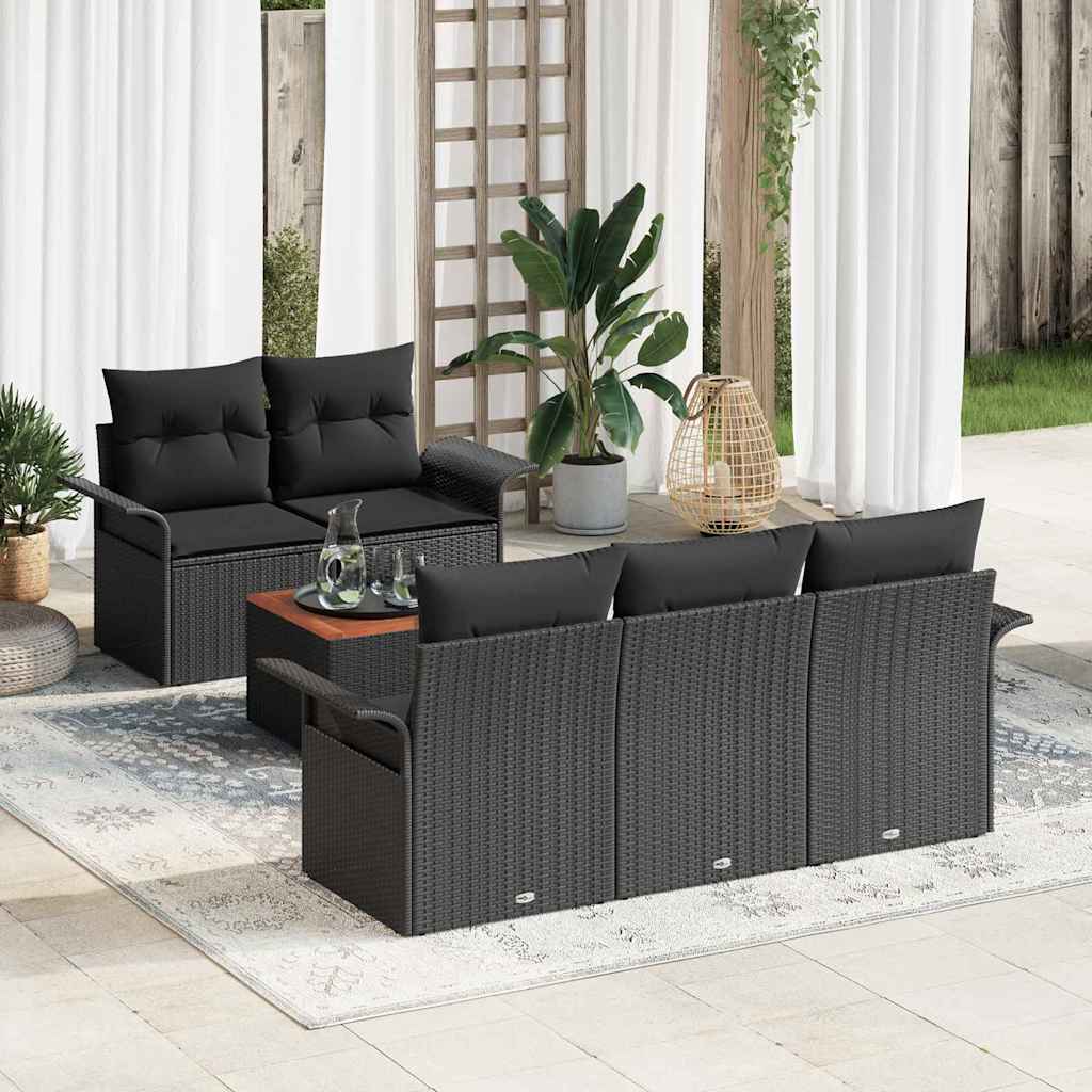 Tuinbankenset met opslag 6 pcs Zwart poly rattan is nu te koop bij PeponiXL, paradijselijk wonen!