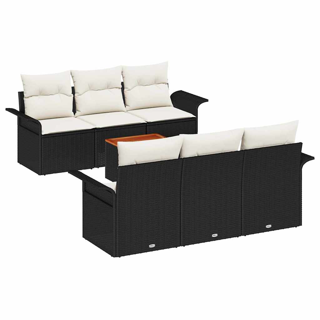 Tuinbankenset met opslag 7 pcs Zwart en Crème poly rattan is nu te koop bij PeponiXL, paradijselijk wonen!
