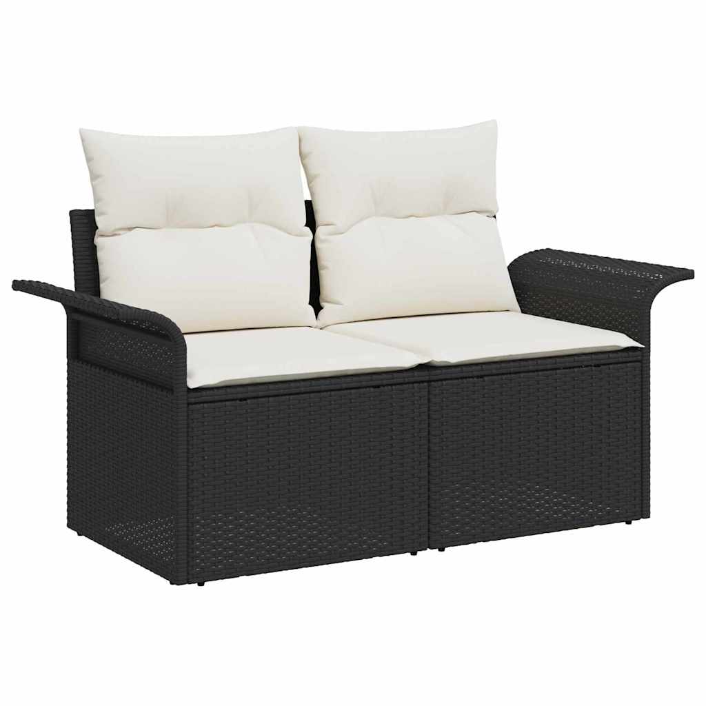 Tuinbankenset met opslag 7 pcs Zwart en Crème poly rattan is nu te koop bij PeponiXL, paradijselijk wonen!
