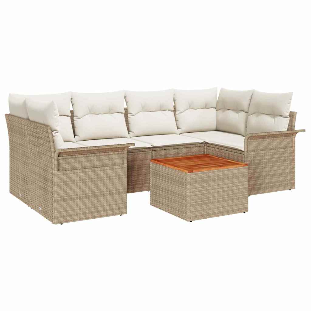 Tuinbankenset met opslag 7 pcs Beige en Crème poly rattan is nu te koop bij PeponiXL, paradijselijk wonen!