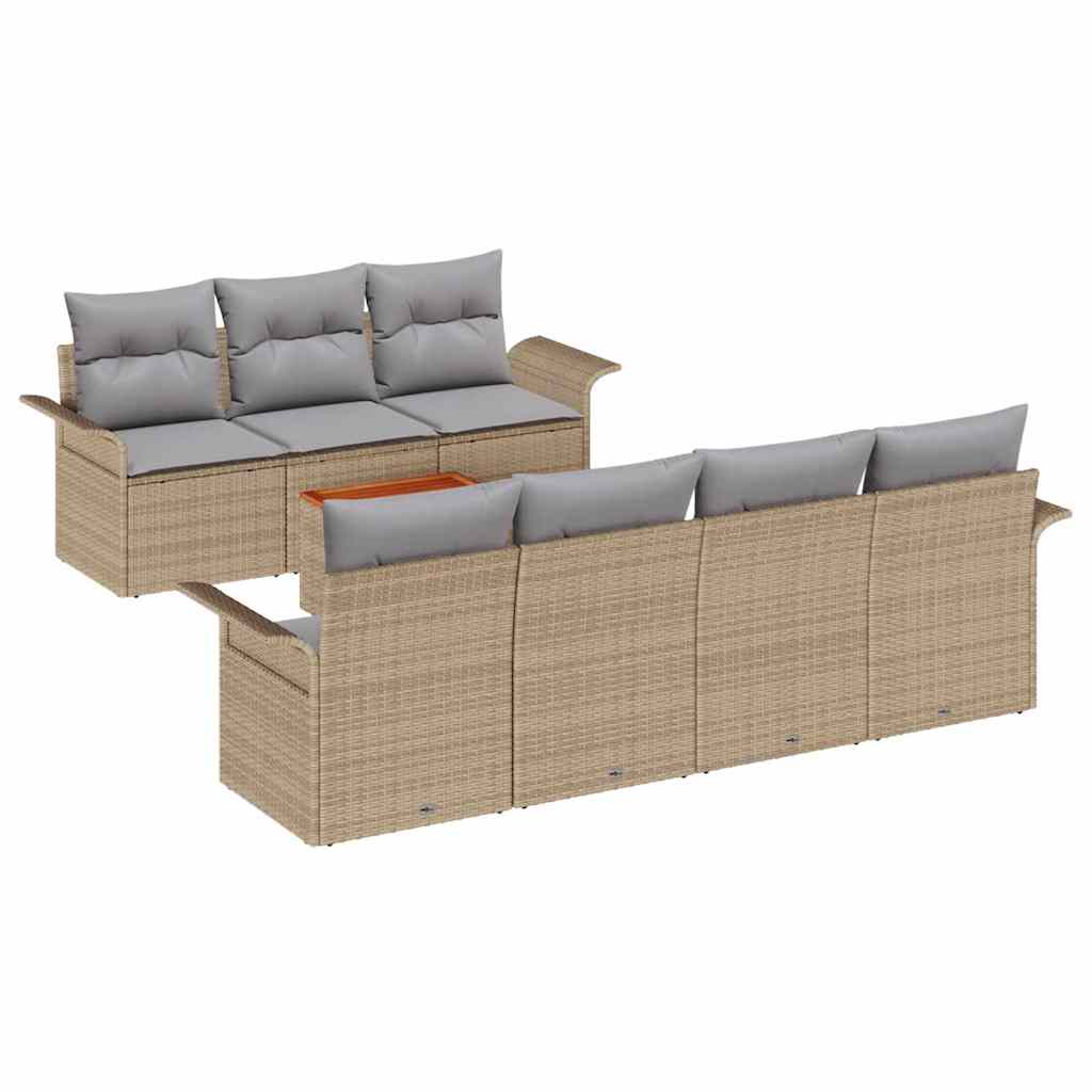 Tuinbankenset met opslag 8 pcs Beige en Licht Grijs poly rattan is nu te koop bij PeponiXL, paradijselijk wonen!
