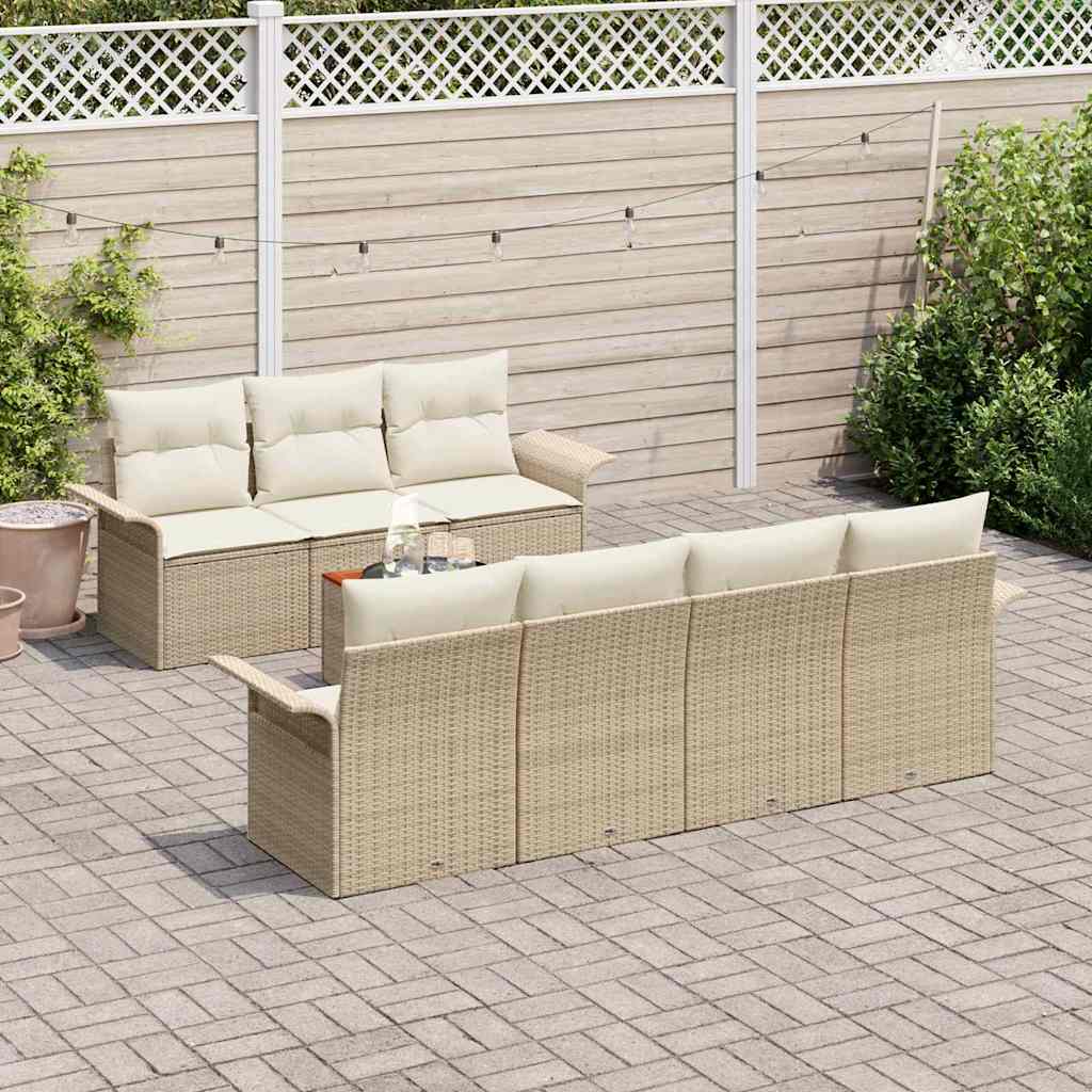 Tuinbankenset met opslag 8 pcs Beige en Crème poly rattan is nu te koop bij PeponiXL, paradijselijk wonen!
