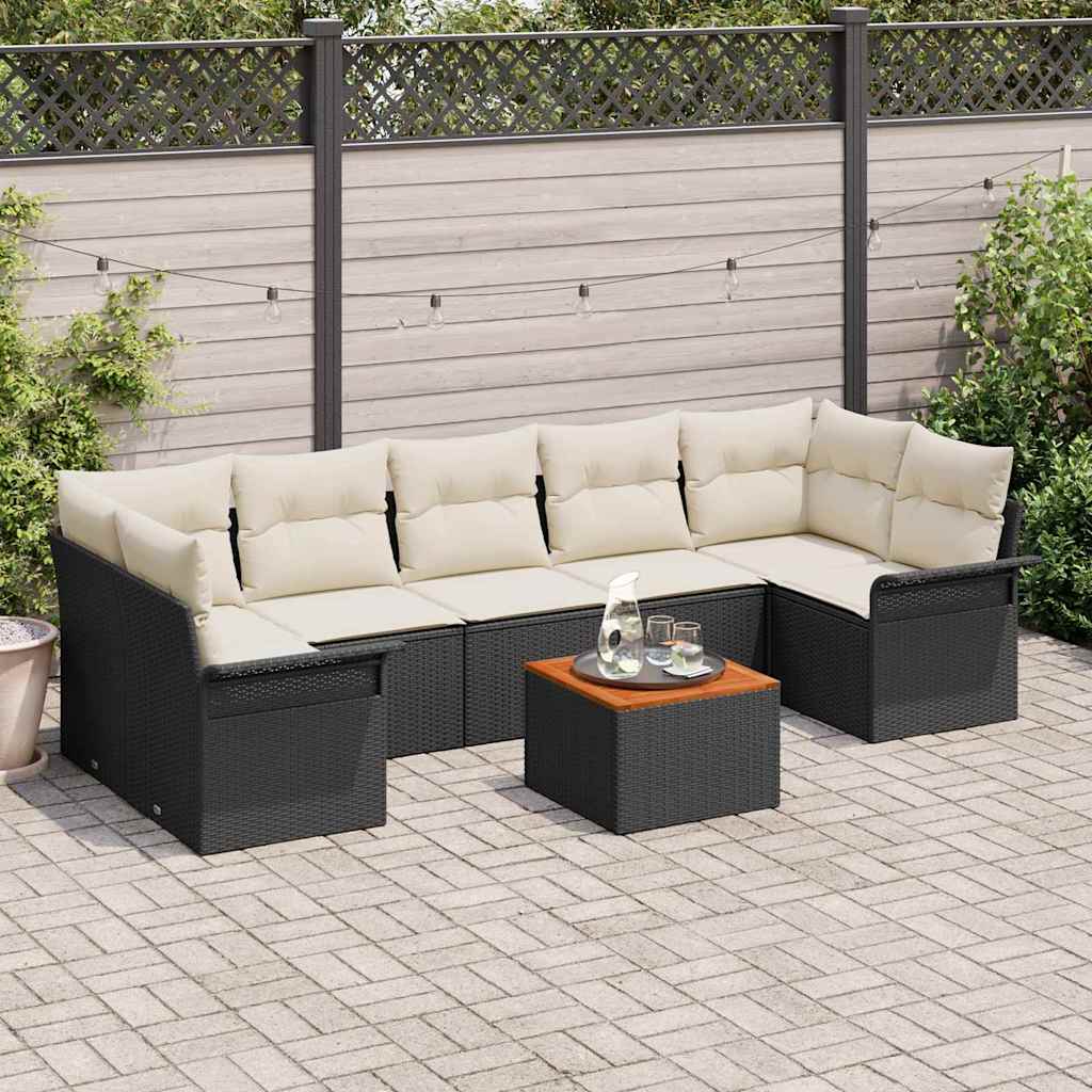 Tuinbankenset met opslag 8 pcs Zwart en Crème poly rattan is nu te koop bij PeponiXL, paradijselijk wonen!
