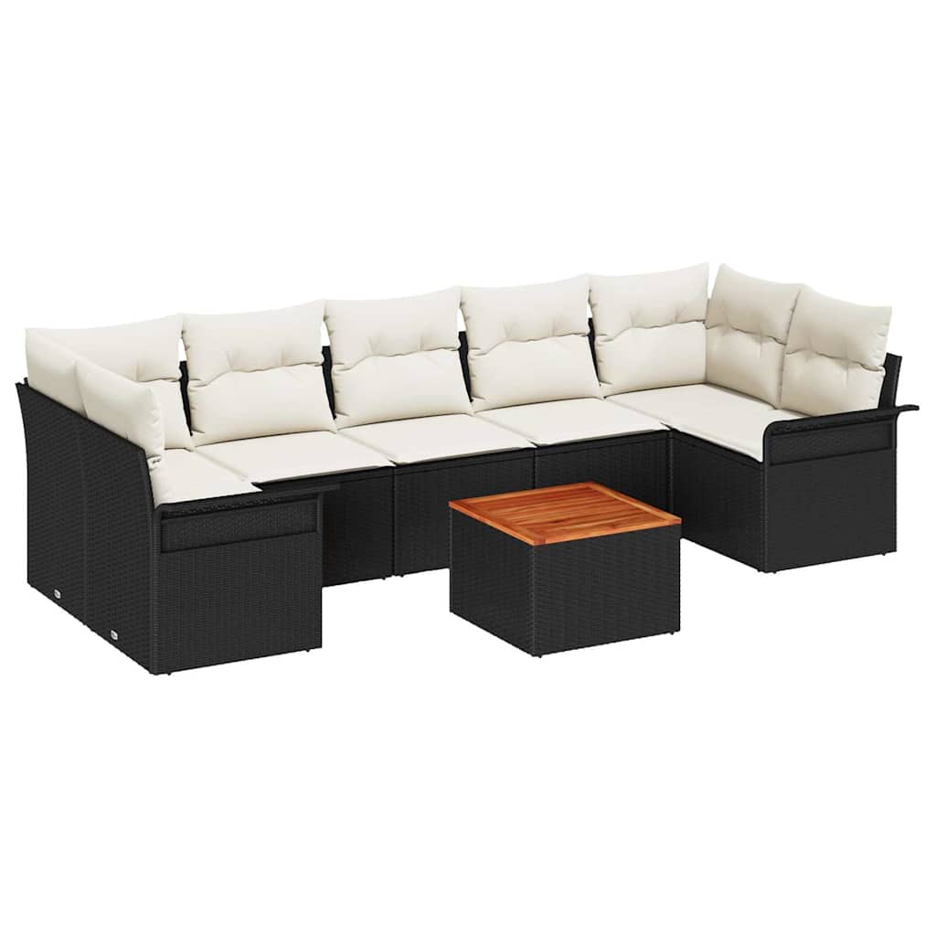 Tuinbankenset met opslag 8 pcs Zwart en Crème poly rattan is nu te koop bij PeponiXL, paradijselijk wonen!