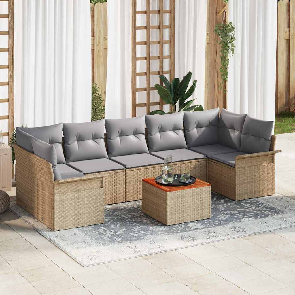 Tuinbankenset met opslag 8 pcs Beige en Licht Grijs poly rattan is nu te koop bij PeponiXL, paradijselijk wonen!
