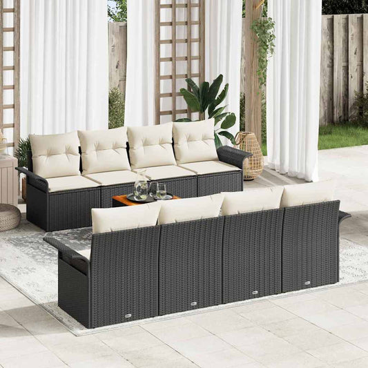 Tuinbankenset met opslag 9 pcs Zwart en Crème poly rattan is nu te koop bij PeponiXL, paradijselijk wonen!