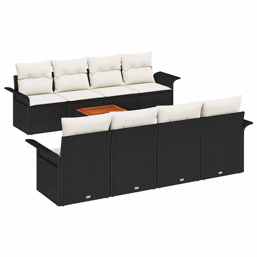 Tuinbankenset met opslag 9 pcs Zwart en Crème poly rattan is nu te koop bij PeponiXL, paradijselijk wonen!