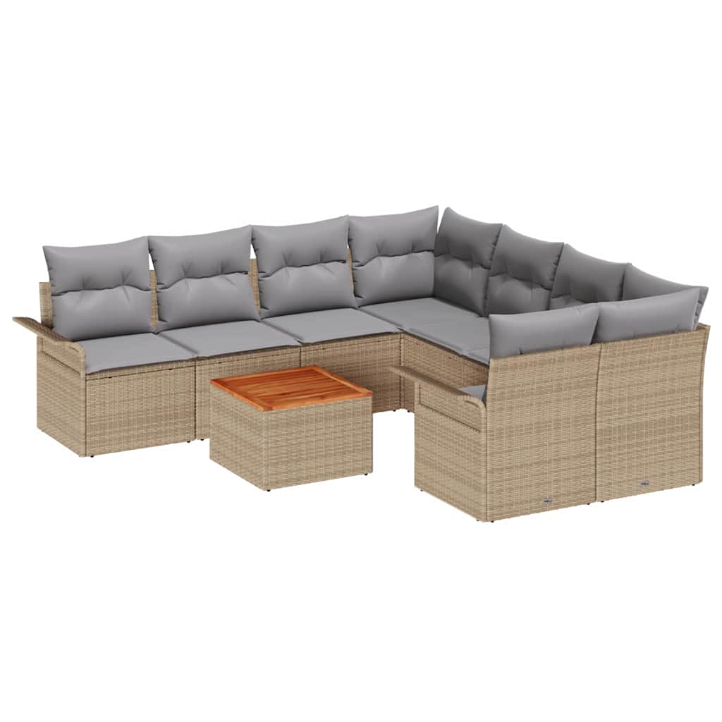 Tuinbankenset met opslag 9 pcs Beige en Licht Grijs poly rattan is nu te koop bij PeponiXL, paradijselijk wonen!