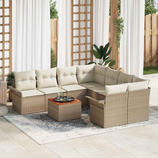 Tuinbankenset met opslag 9 pcs Beige en Crème poly rattan is nu te koop bij PeponiXL, paradijselijk wonen!