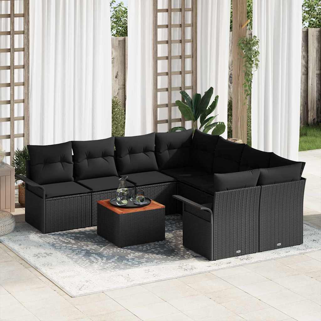 Tuinbankenset met opslag 9 pcs Zwart poly rattan is nu te koop bij PeponiXL, paradijselijk wonen!