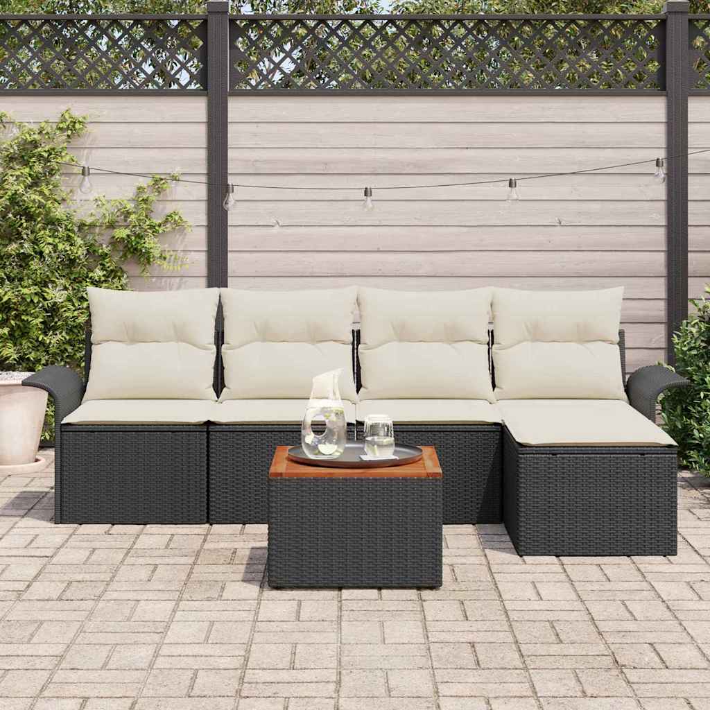 Tuinbankenset met opslag 6 pcs Zwart en Crème poly rattan is nu te koop bij PeponiXL, paradijselijk wonen!