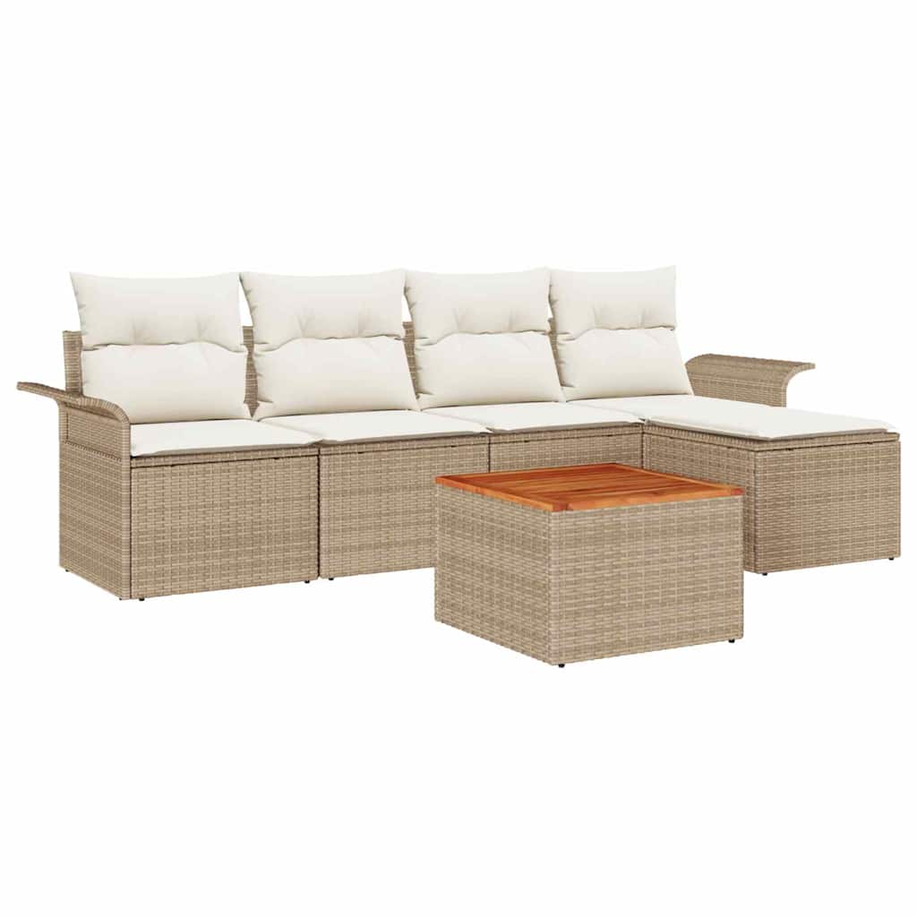 Tuinbankenset met opslag 6 pcs Beige en Crème poly rattan is nu te koop bij PeponiXL, paradijselijk wonen!