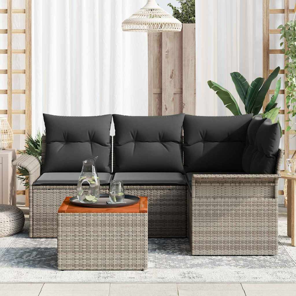 Tuinbankenset met opslag 5 pcs Grijs poly rattan is nu te koop bij PeponiXL, paradijselijk wonen!