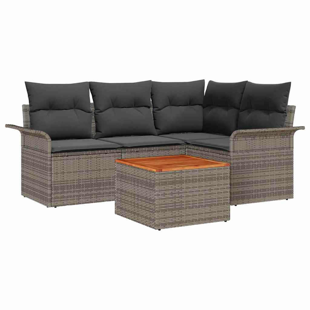 Tuinbankenset met opslag 5 pcs Grijs poly rattan is nu te koop bij PeponiXL, paradijselijk wonen!