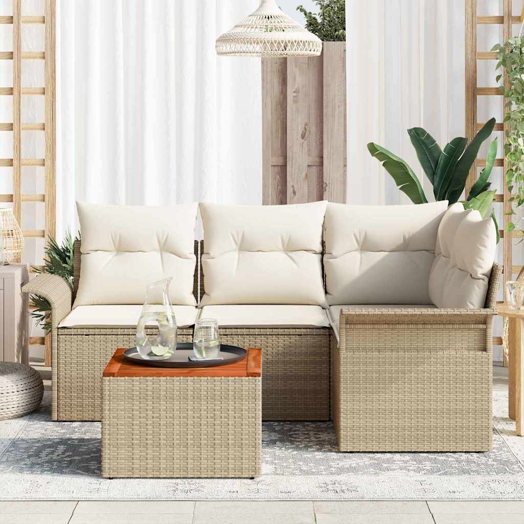 Tuinbankenset met opslag 5 pcs Beige en Crème poly rattan is nu te koop bij PeponiXL, paradijselijk wonen!