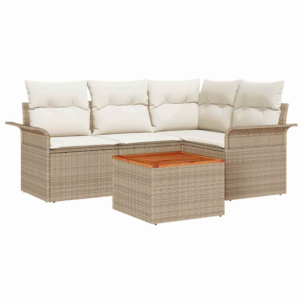 Tuinbankenset met opslag 5 pcs Beige en Crème poly rattan is nu te koop bij PeponiXL, paradijselijk wonen!