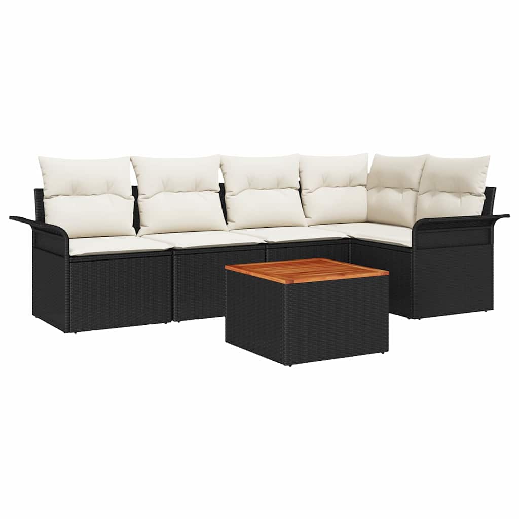Tuinbankenset met opslag 6 pcs Zwart en Crème poly rattan is nu te koop bij PeponiXL, paradijselijk wonen!