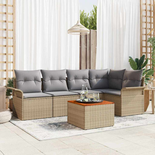 Tuinbankenset met opslag 6 pcs Beige en Licht Grijs poly rattan is nu te koop bij PeponiXL, paradijselijk wonen!