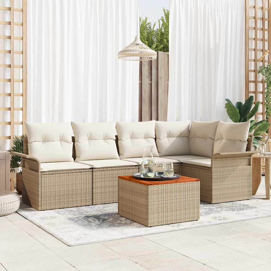 Tuinbankenset met opslag 6 pcs Beige en Crème poly rattan is nu te koop bij PeponiXL, paradijselijk wonen!