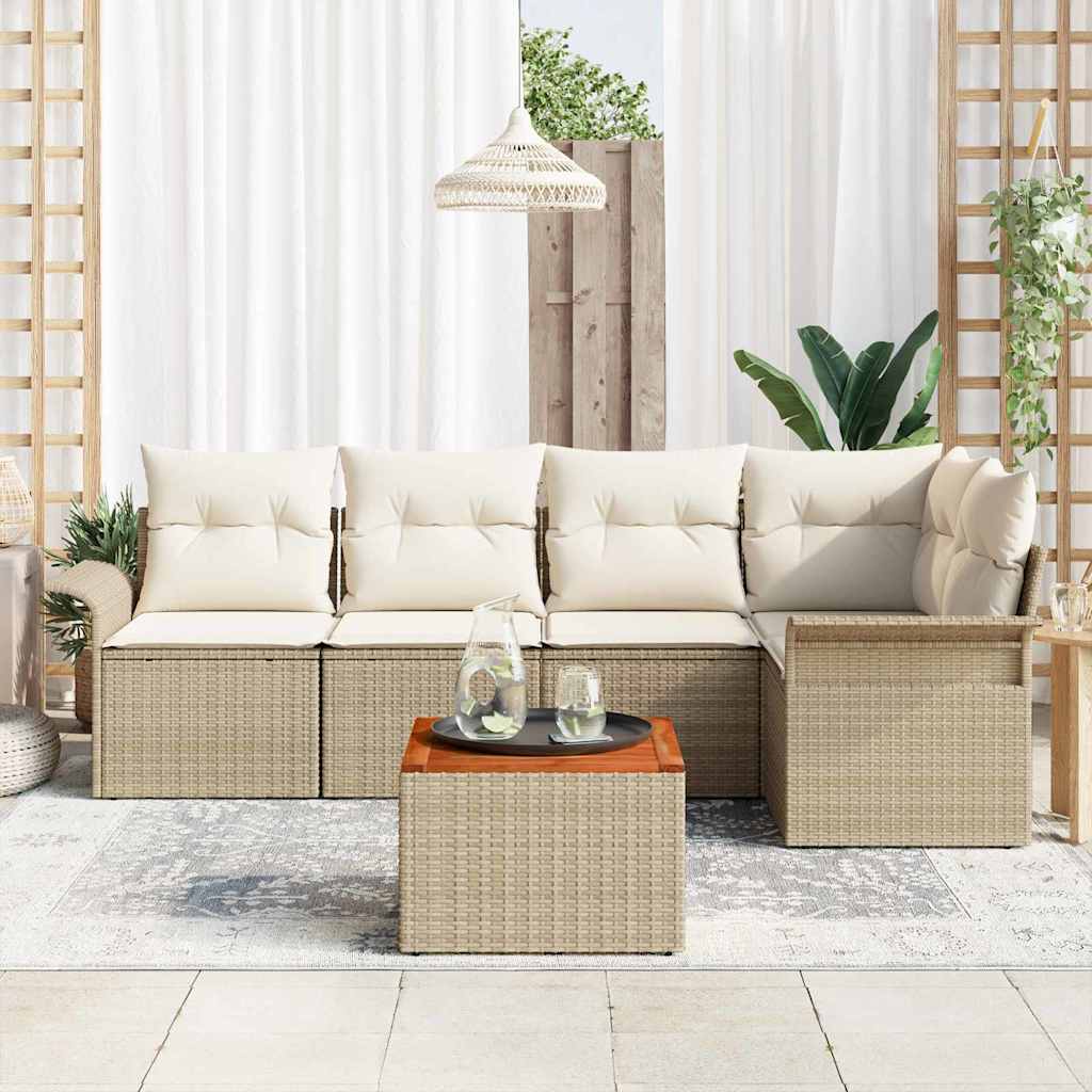 Tuinbankenset met opslag 6 pcs Beige en Crème poly rattan is nu te koop bij PeponiXL, paradijselijk wonen!