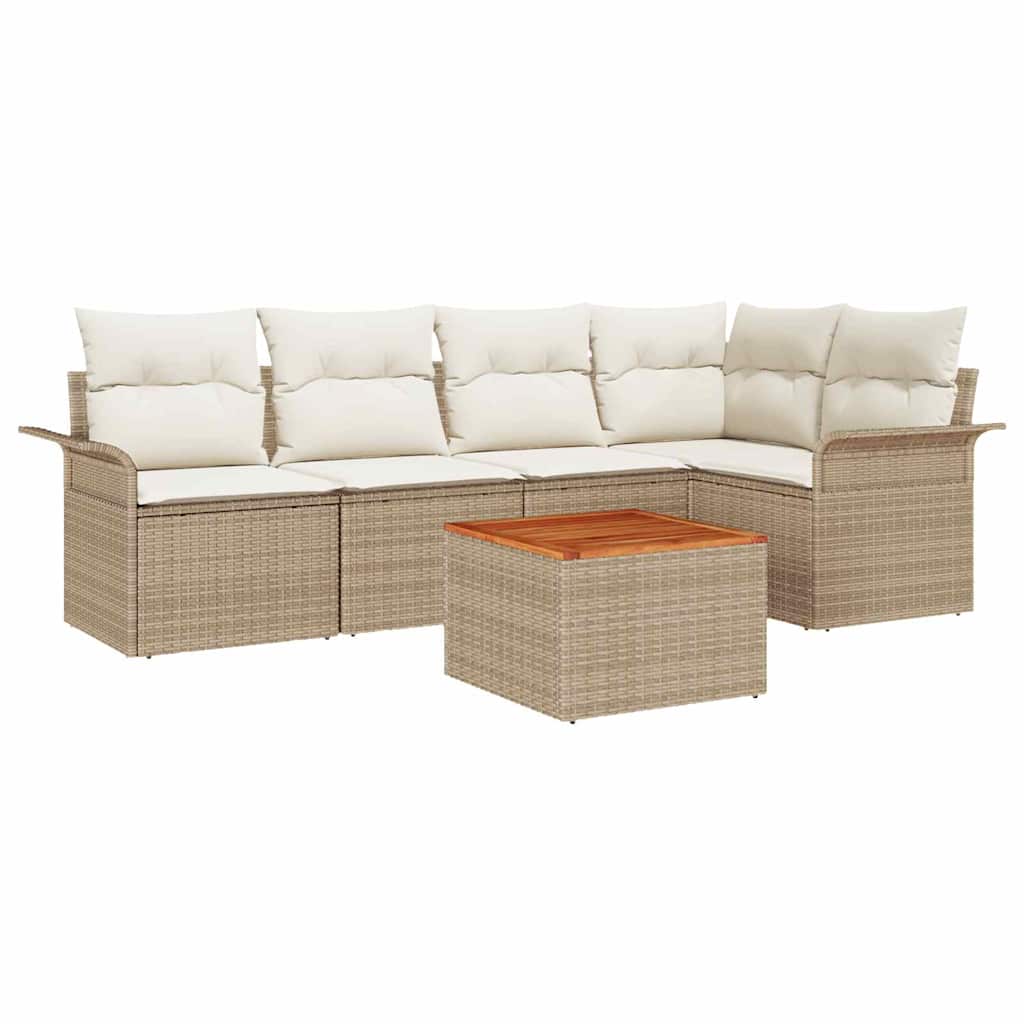 Tuinbankenset met opslag 6 pcs Beige en Crème poly rattan is nu te koop bij PeponiXL, paradijselijk wonen!