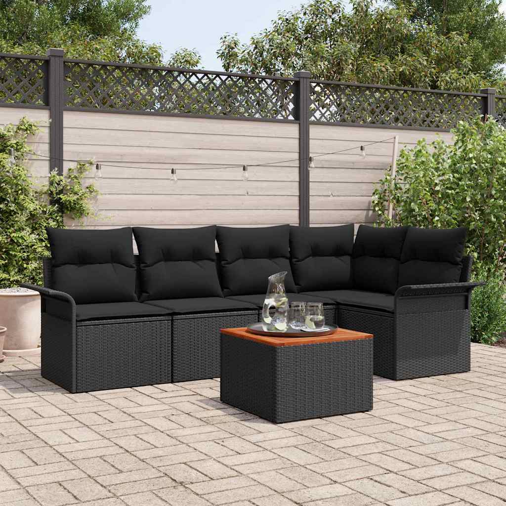 Tuinbankenset met opslag 6 pcs Zwart poly rattan is nu te koop bij PeponiXL, paradijselijk wonen!