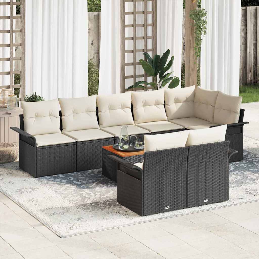 Tuinbankenset met opslag 9 pcs Zwart en Crème poly rattan is nu te koop bij PeponiXL, paradijselijk wonen!