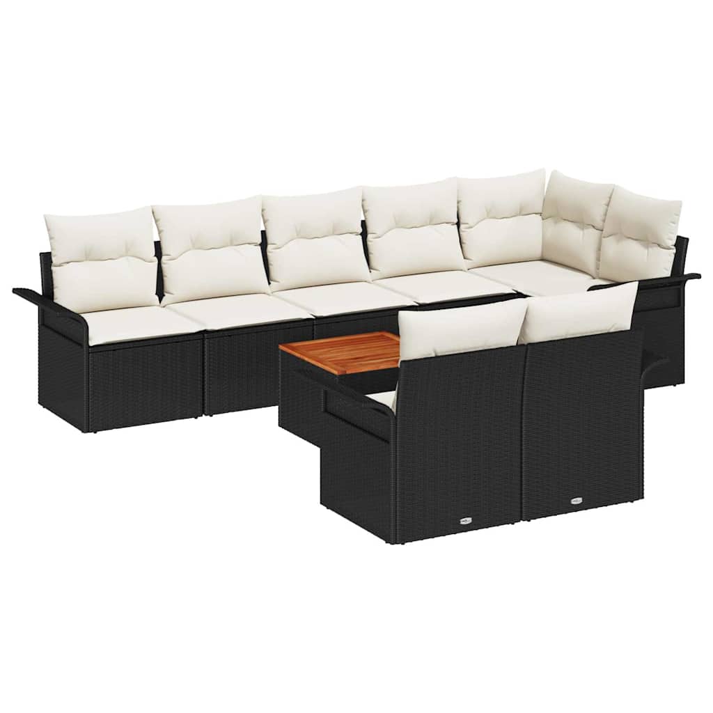 Tuinbankenset met opslag 9 pcs Zwart en Crème poly rattan is nu te koop bij PeponiXL, paradijselijk wonen!
