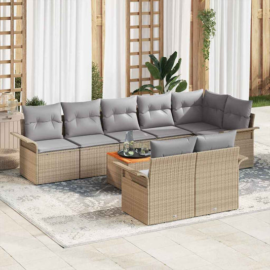 Tuinbankenset met opslag 9 pcs Beige en Licht Grijs poly rattan is nu te koop bij PeponiXL, paradijselijk wonen!