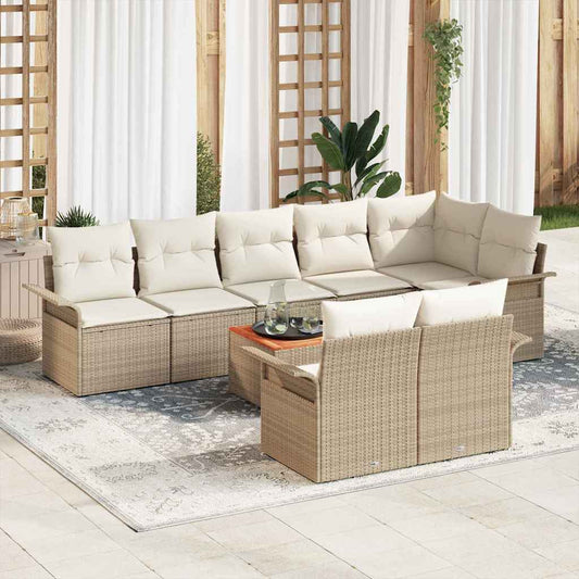 Tuinbankenset met opslag 9 pcs Beige en Crème poly rattan is nu te koop bij PeponiXL, paradijselijk wonen!
