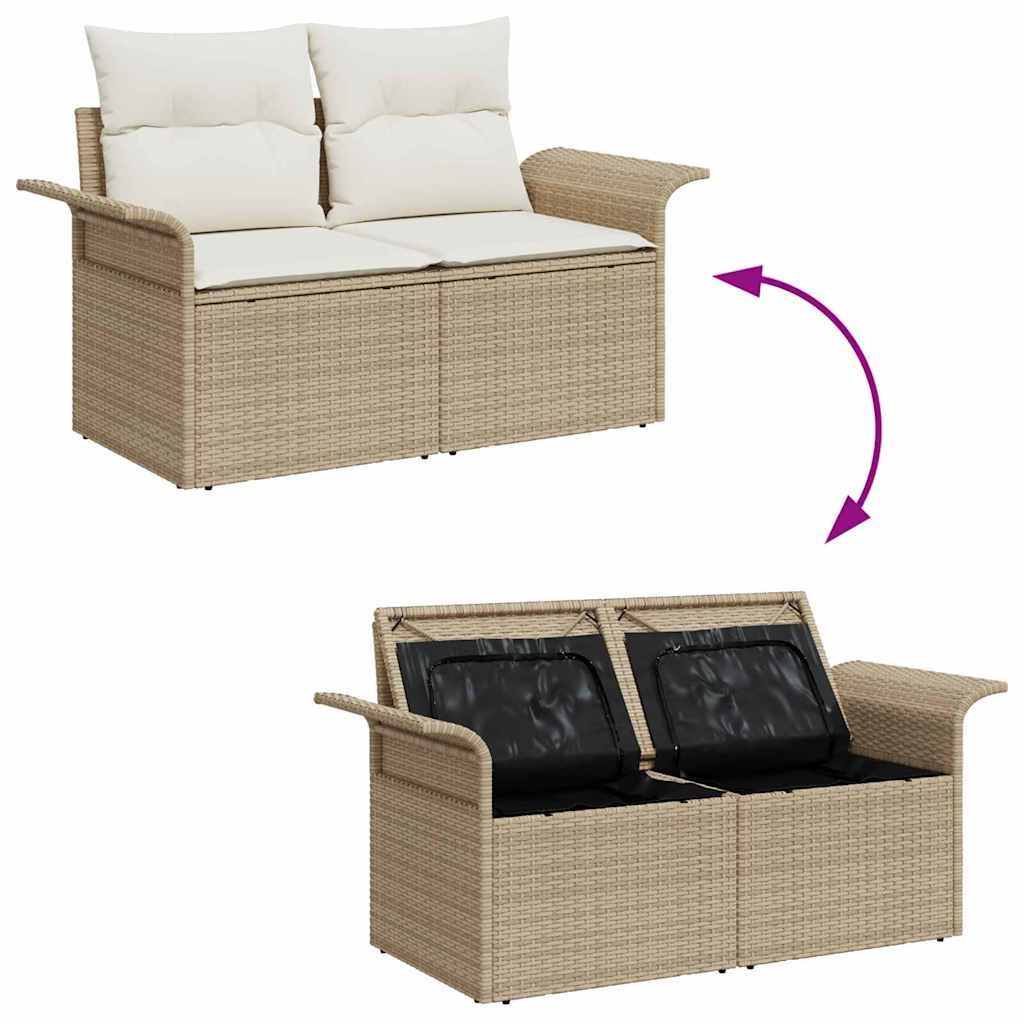 Tuinbankenset met opslag 9 pcs Beige en Crème poly rattan is nu te koop bij PeponiXL, paradijselijk wonen!
