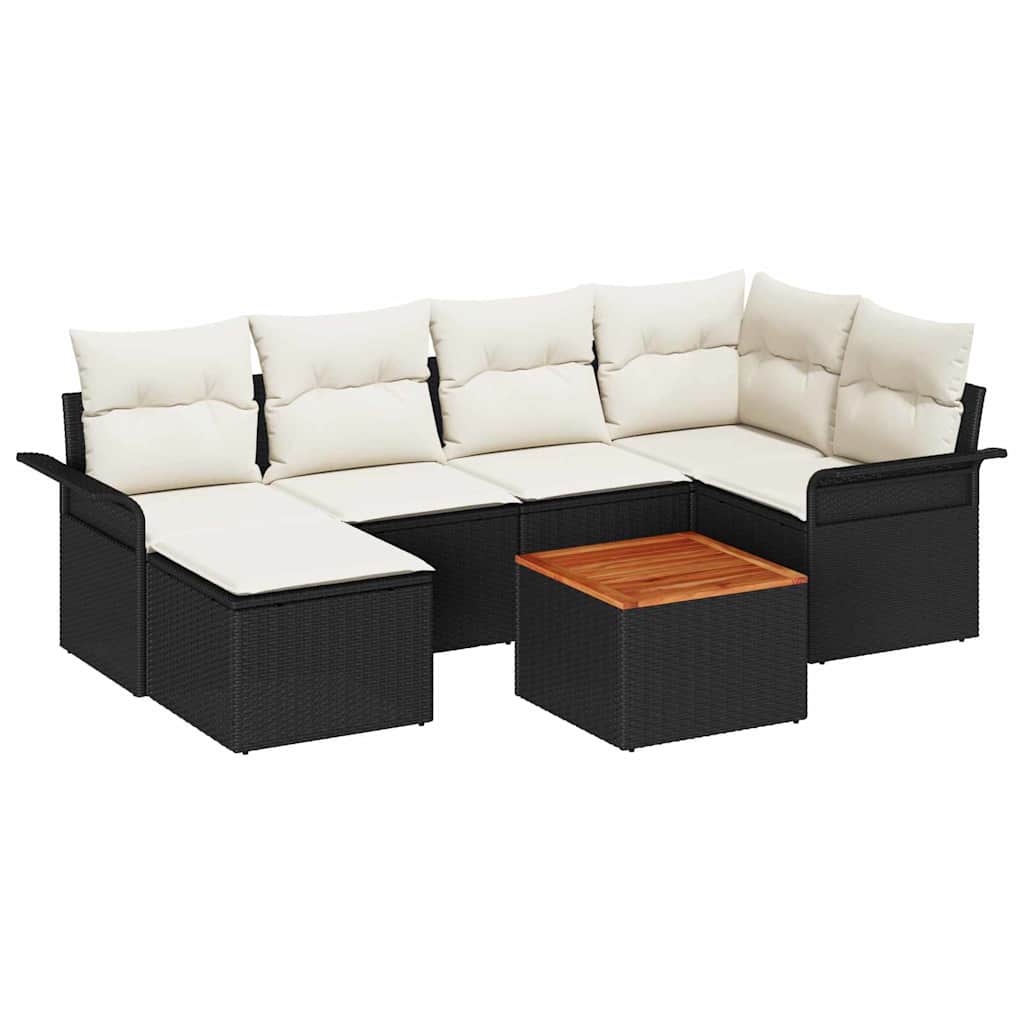 Tuinbankenset met opslag 7 pcs Zwart en Crème poly rattan is nu te koop bij PeponiXL, paradijselijk wonen!