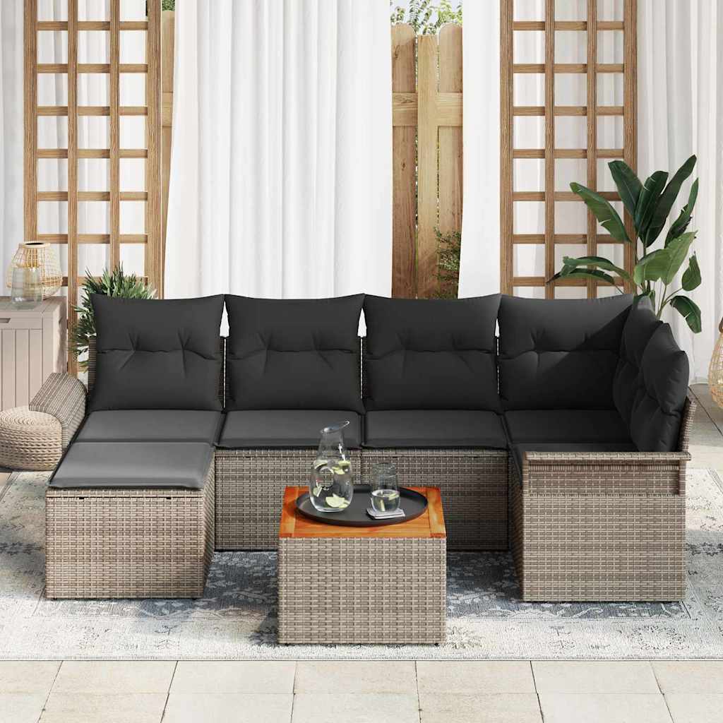 Tuinbankenset met opslag 7 pcs Grijs poly rattan is nu te koop bij PeponiXL, paradijselijk wonen!