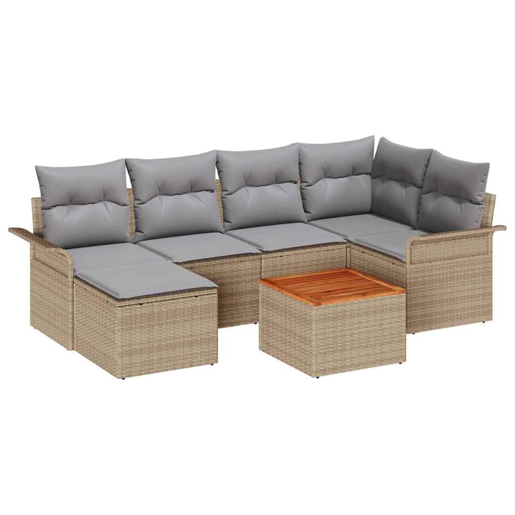 Tuinbankenset met opslag 7 pcs Beige en Licht Grijs poly rattan is nu te koop bij PeponiXL, paradijselijk wonen!