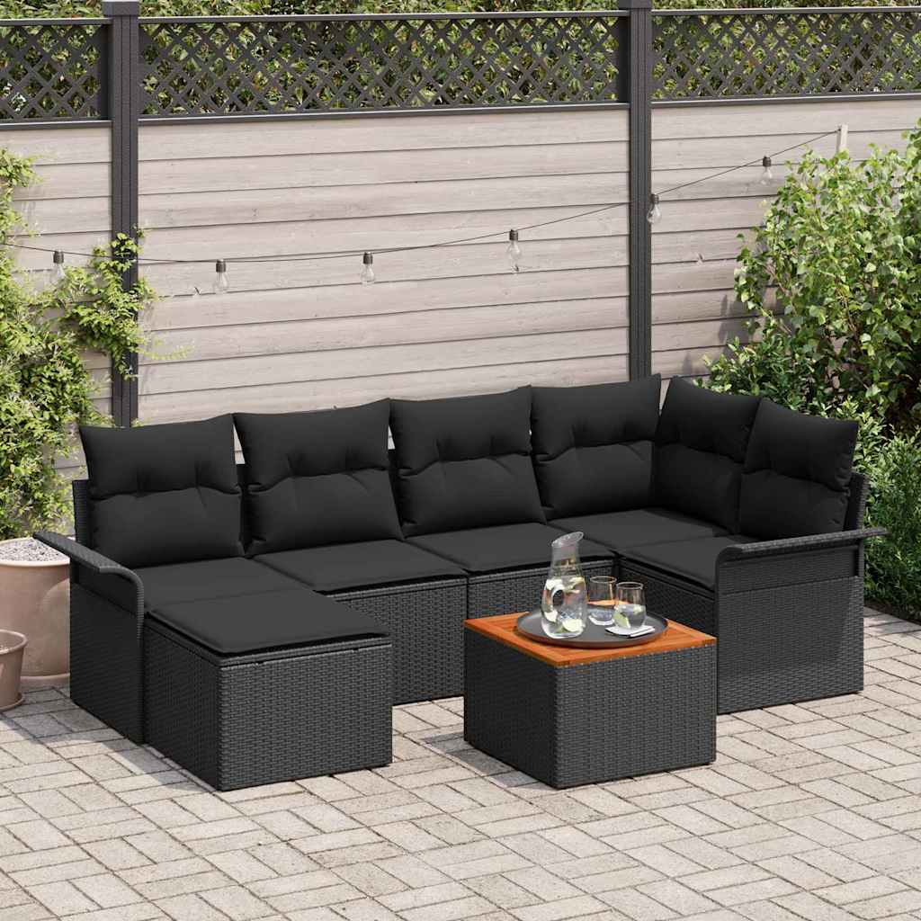 Tuinbankenset met opslag 7 pcs Zwart poly rattan is nu te koop bij PeponiXL, paradijselijk wonen!