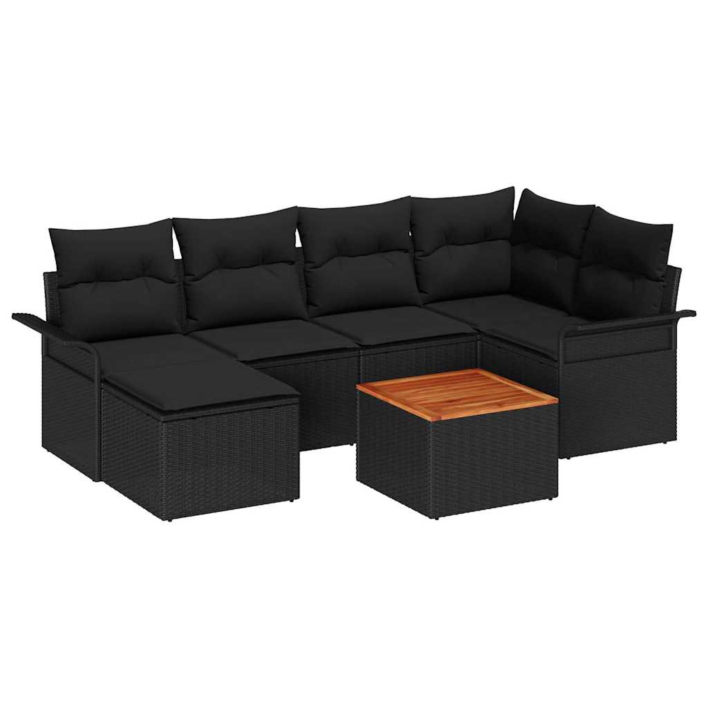 Tuinbankenset met opslag 7 pcs Zwart poly rattan is nu te koop bij PeponiXL, paradijselijk wonen!