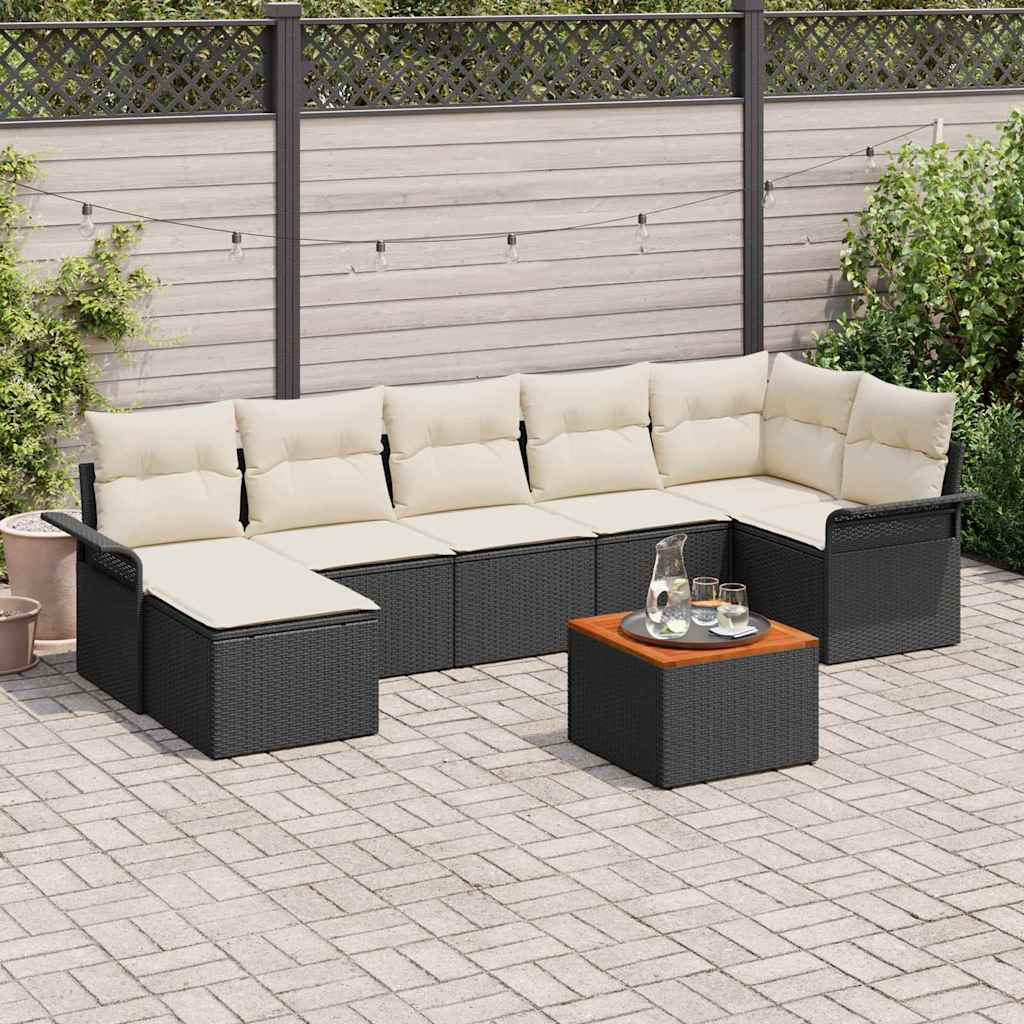 Tuinbankenset met opslag 8 pcs Zwart en Crème poly rattan is nu te koop bij PeponiXL, paradijselijk wonen!