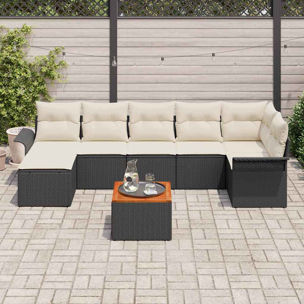 Tuinbankenset met opslag 8 pcs Zwart en Crème poly rattan is nu te koop bij PeponiXL, paradijselijk wonen!