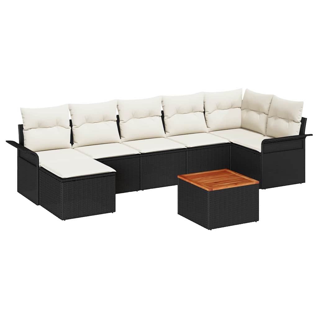 Tuinbankenset met opslag 8 pcs Zwart en Crème poly rattan is nu te koop bij PeponiXL, paradijselijk wonen!
