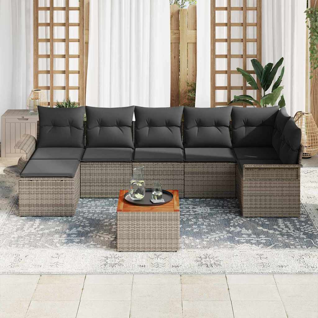 Tuinbankenset met opslag 8 pcs Grijs poly rattan is nu te koop bij PeponiXL, paradijselijk wonen!