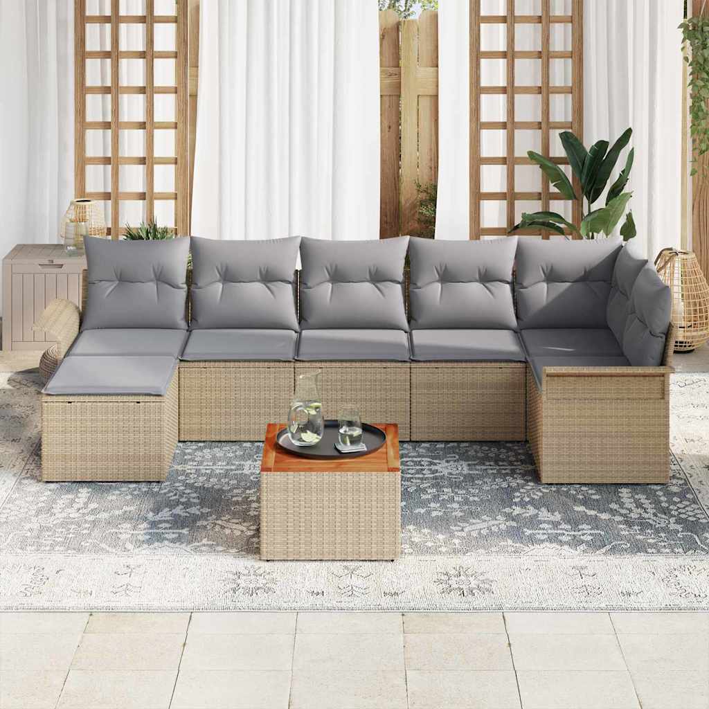 Tuinbankenset met opslag 8 pcs Beige en Licht Grijs poly rattan is nu te koop bij PeponiXL, paradijselijk wonen!