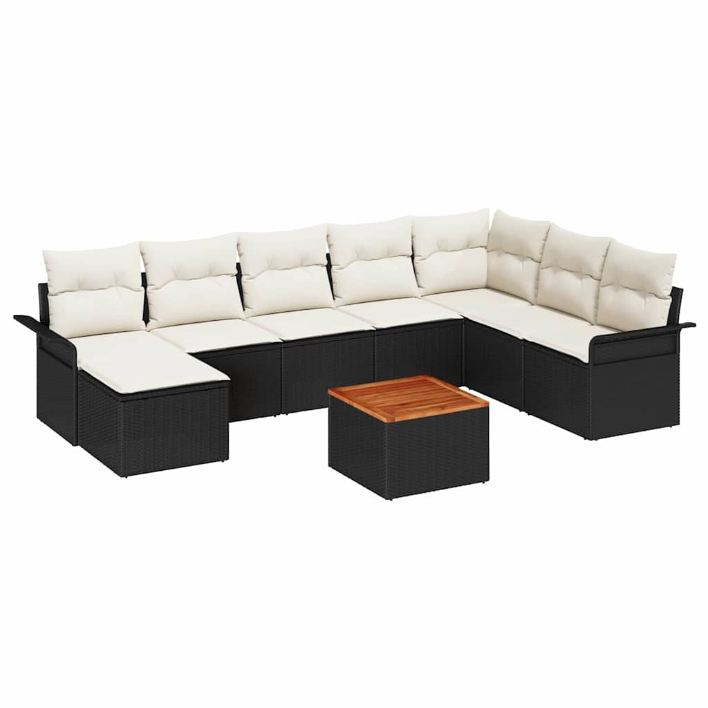 Tuinbankenset met opslag 9 pcs Zwart en Crème poly rattan is nu te koop bij PeponiXL, paradijselijk wonen!