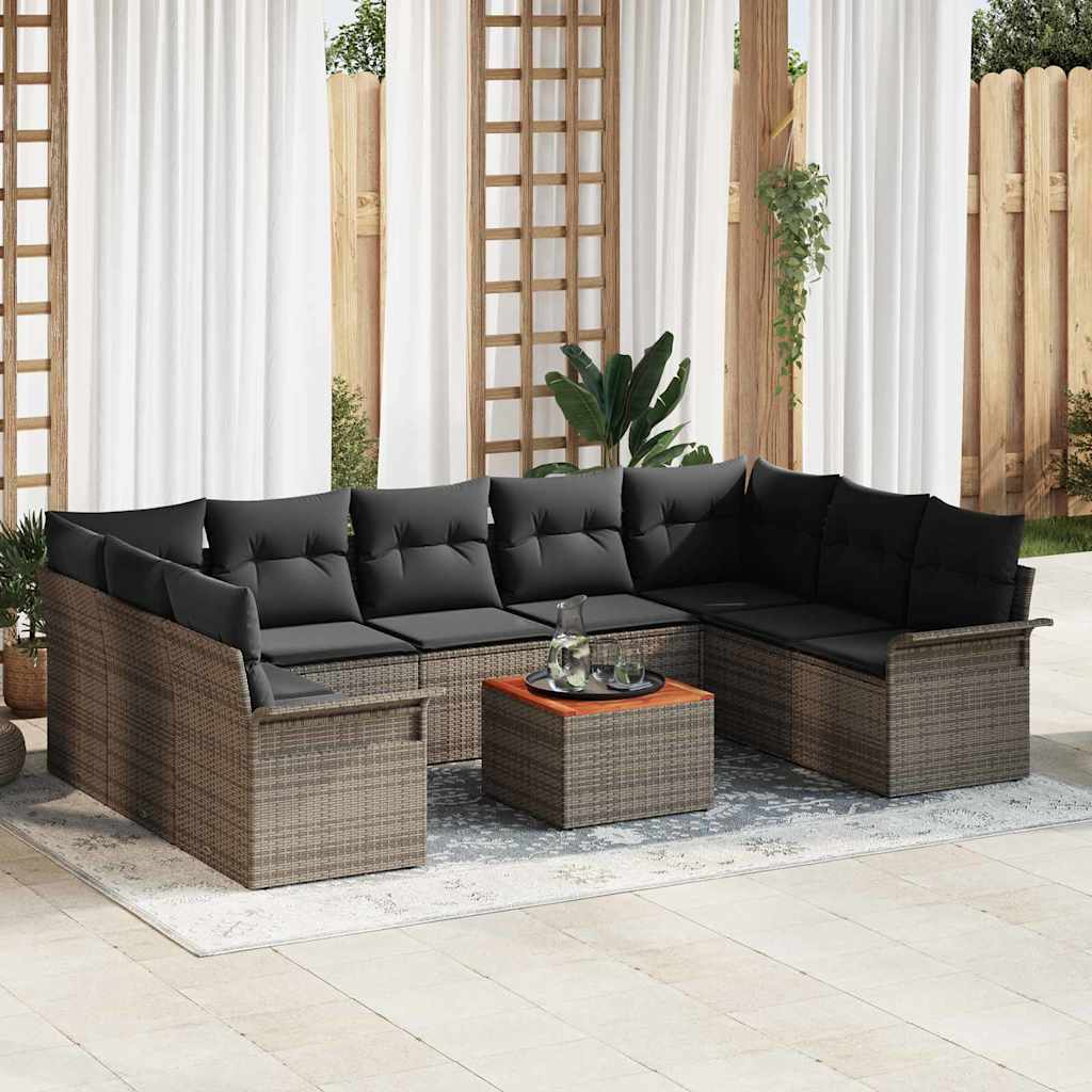 Tuinbankenset met opslag 10 pcs Grijs poly rattan is nu te koop bij PeponiXL, paradijselijk wonen!