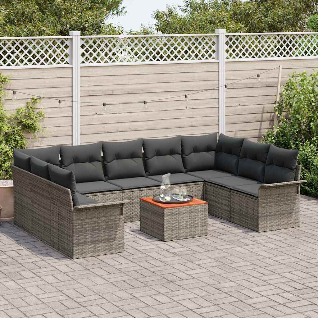 Tuinbankenset met opslag 10 pcs Grijs poly rattan is nu te koop bij PeponiXL, paradijselijk wonen!