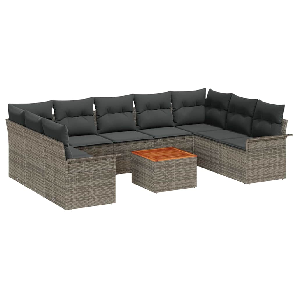 Tuinbankenset met opslag 10 pcs Grijs poly rattan is nu te koop bij PeponiXL, paradijselijk wonen!