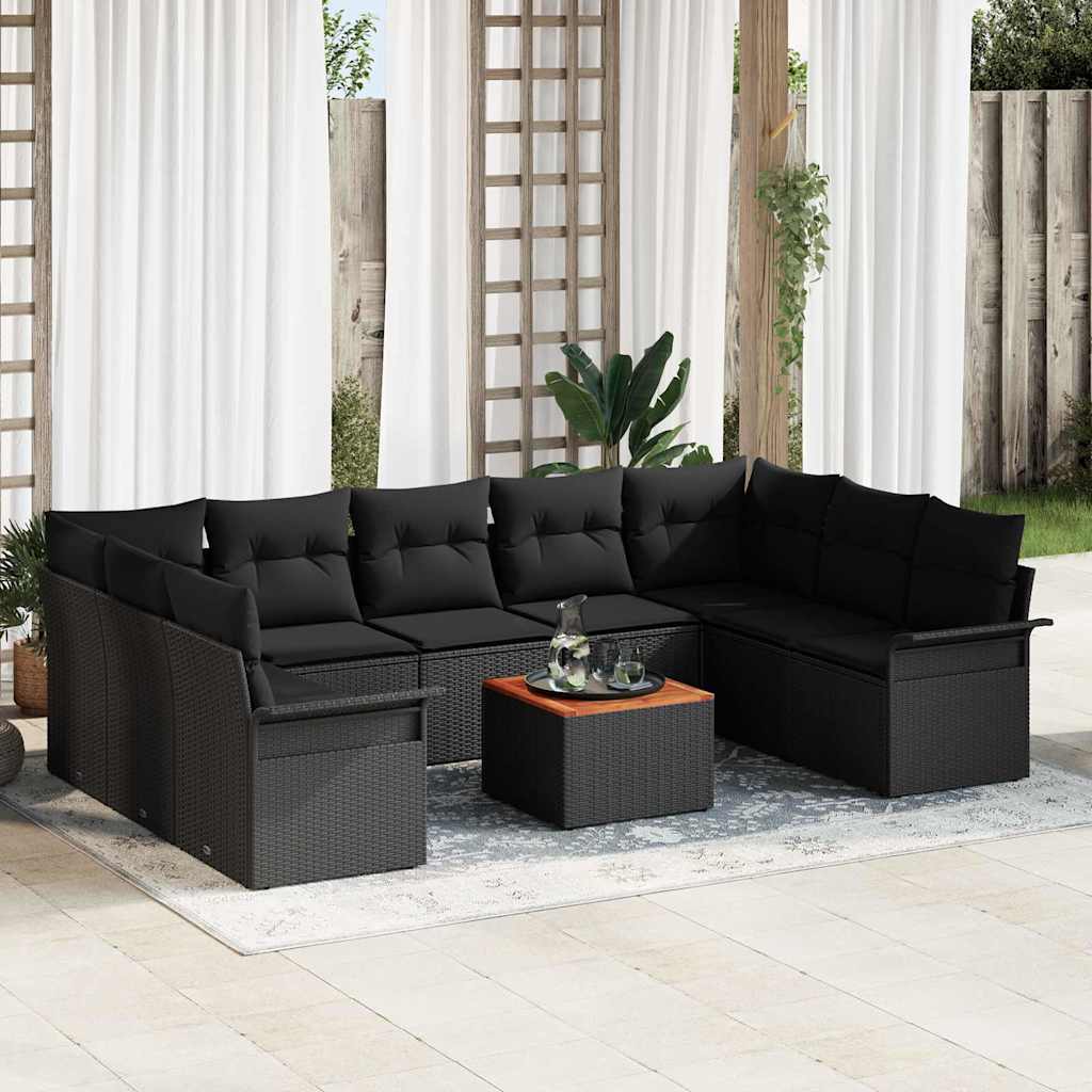 Tuinbankenset met opslag 10 pcs Zwart poly rattan is nu te koop bij PeponiXL, paradijselijk wonen!