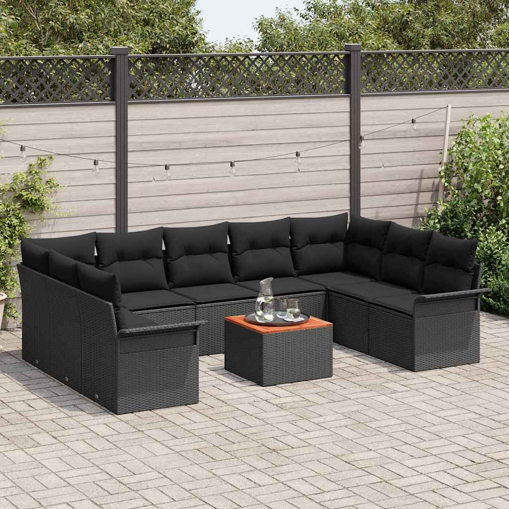 Tuinbankenset met opslag 10 pcs Zwart poly rattan is nu te koop bij PeponiXL, paradijselijk wonen!