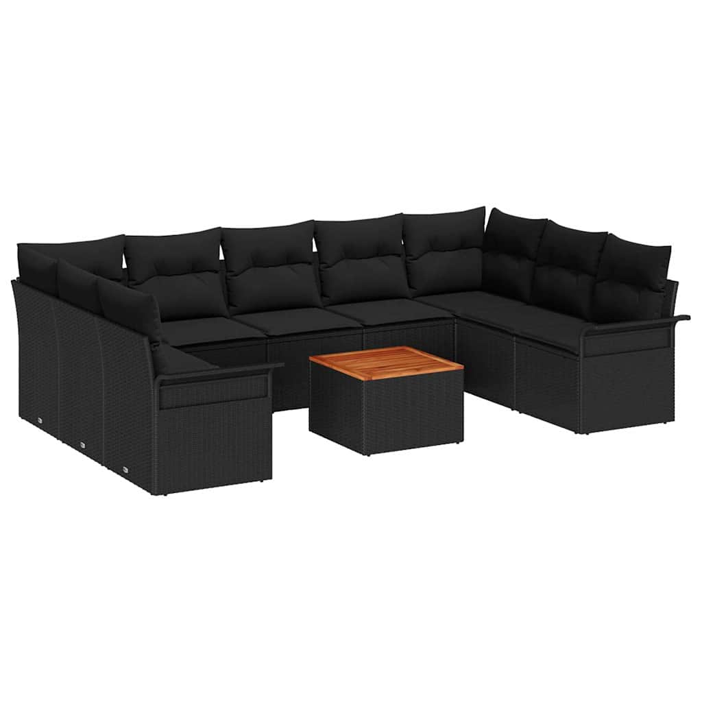 Tuinbankenset met opslag 10 pcs Zwart poly rattan is nu te koop bij PeponiXL, paradijselijk wonen!