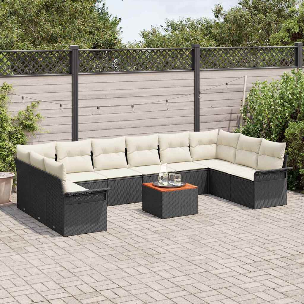 Tuinbankenset met opslag 11 pcs Zwart en Crème poly rattan is nu te koop bij PeponiXL, paradijselijk wonen!