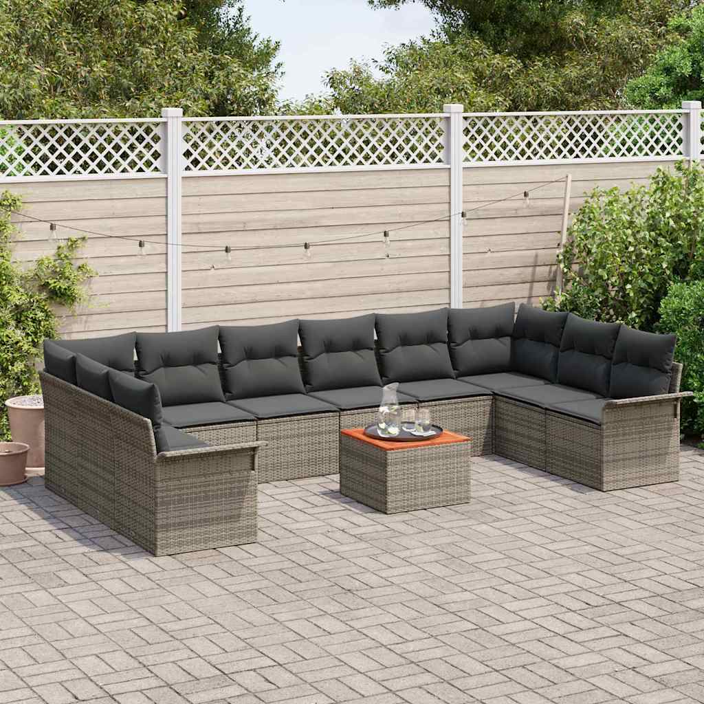 Tuinbankenset met opslag 11 pcs Grijs poly rattan is nu te koop bij PeponiXL, paradijselijk wonen!